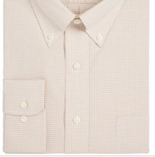 Club Room Mens Regular Fit Mini Gingham Dress Shirt Brown Size 34-35