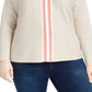 INC Iternational Concepts Women's Plus Varsity Stripe Sweater Pink Size 1X