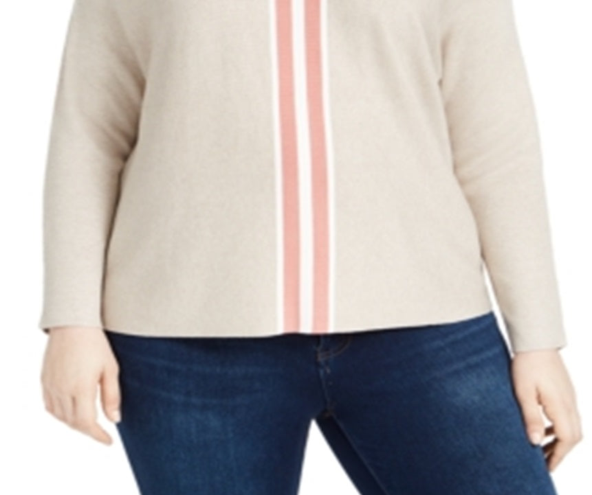 INC Iternational Concepts Women's Plus Varsity Stripe Sweater Pink Size 1X