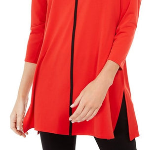 Alfani Women's Piped Tunic Wine Size Petite XL