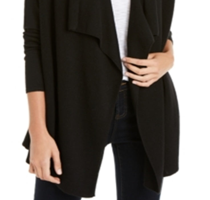 INC Iternational Concepts Women's Rib Cozy Open Front Sweater Black Size X-Small