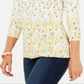 Charter Club Women's Floral Print Boat Neck Top White Size Large