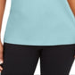 Karen Scott Women's Contrast Trim Keyhole Elbow Sleeve Top Blue Size Small