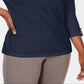Karen Scott Women's Cotton Eyelet Yoke Top Blue Size Medium