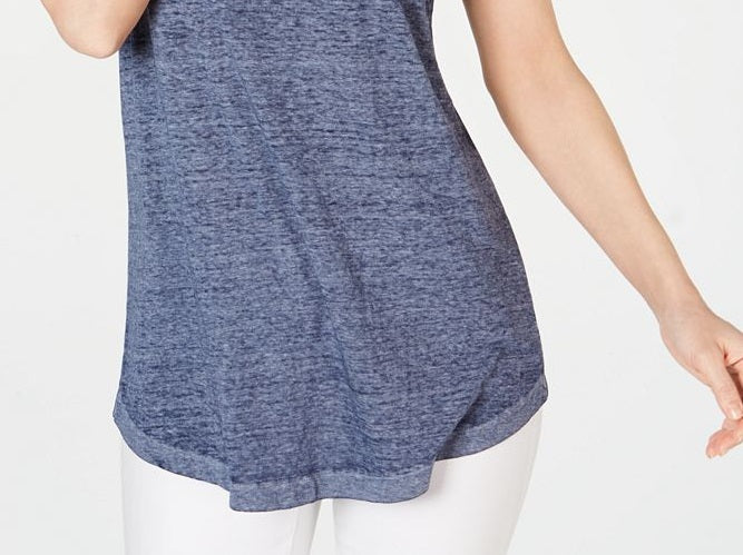 Style & Co Women's  Chest-Pocket Burnout Top  Blue Size XS