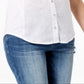 INC International Concepts Women's Linen Panel Button Down Top White Size Petite L