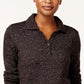 Karen Scott Women's Point Collar Marled Sweater Black Size Large