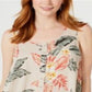 Style & Co Women's Printed Sleeveless High Low Swing Top Brown Size X-Small