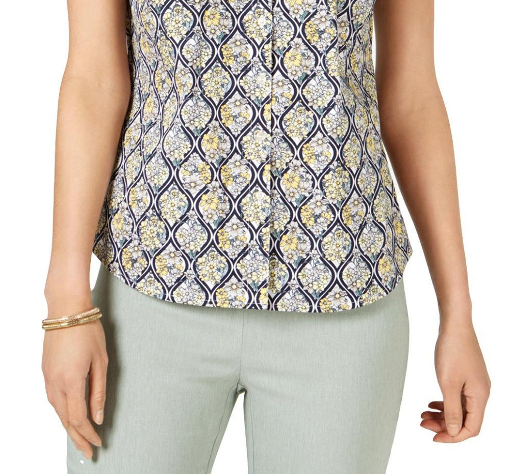 Charter Club Women's Sleeveless Button Up Shirt Yellow Size 14 Petite