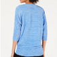 JM Collection Women's Textured Dolman Sleeve Necklace Top Blue Size Small