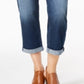 Style & Co Women's Curvy-Fit Cuffed Boyfriend Jeans Blue Size 2