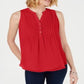 Charter Club Women's Sleeveless Pintuck Blouse Red Size 2XL