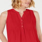 Charter Club Women's Sleeveless Pintuck Blouse Red Size 2XL
