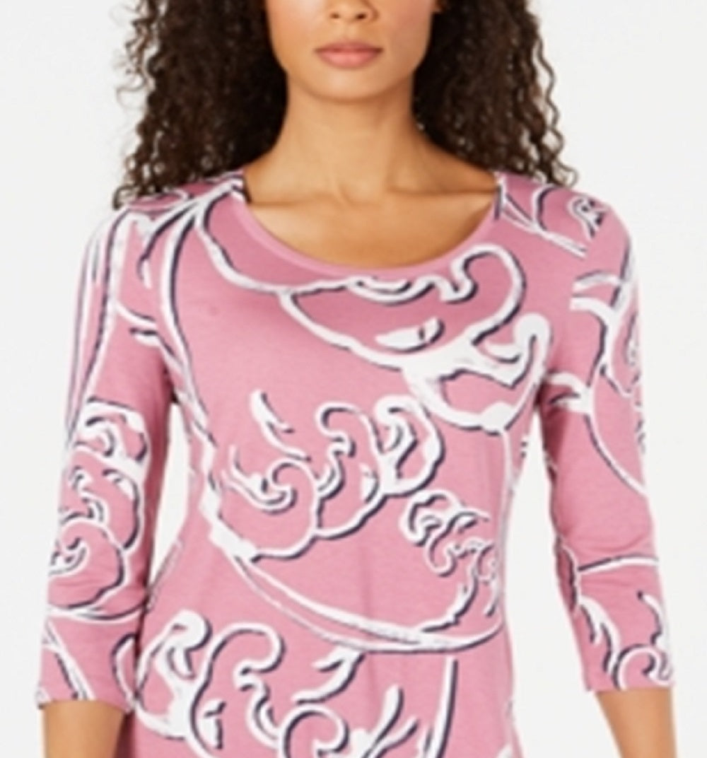 JM Collection Women's Printed T-Shirt Pink Size X-Small