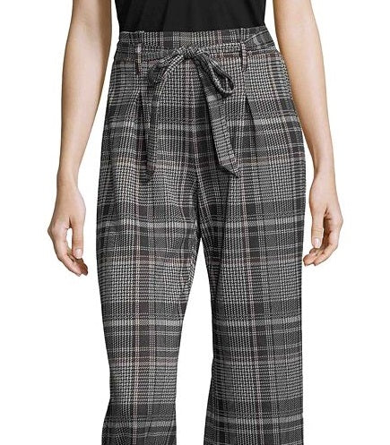 John Paul Richard Women's Plaid Tie Front Pull on Pants Black Size Small