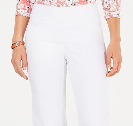 Charter Club Women's Crochet Hem Wide Leg Pants White Size 14