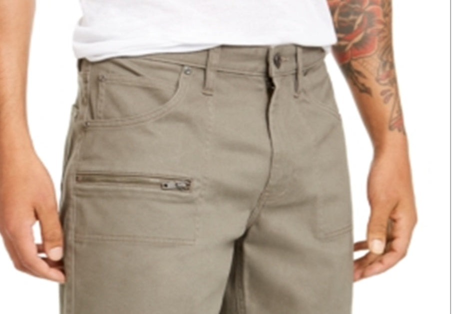 INC International Concepts Men's Ollie Zipper Shorts Brown Size 34