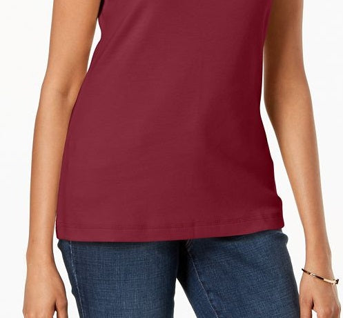 Karen Scott Women's Scoop-Neck Cotton Tank Top Red Size M