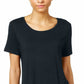JM Collection Women's Shirttail Hem Top Dark Blue Size Petite L