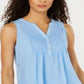 Charter Club Women's Sleeveless Pintuck Blouse Blue Size Large
