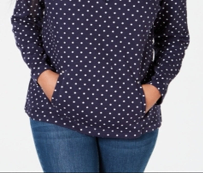 Karen Scott Women's Sport Printed Zip Top Blue Size M