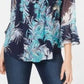 Charter Club Women's Printed Pintuck Top Blue Size X-Large