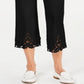 Charter Club Women's Crochet Hem Wide Leg Pants Black Size 6