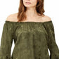 Michael Kors Women's Blouse Embroidered Green Size Medium