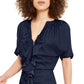 INC Iternational Concepts Women's Ruffle Zip up Dress Blue Size Medium