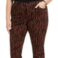 INC Iternational Concepts Women's Plus Tiger Print Mid Rise Skinny Jeans Brown Size PS