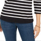 Charter Club Women's Striped and Floral Print Top Black Size Small