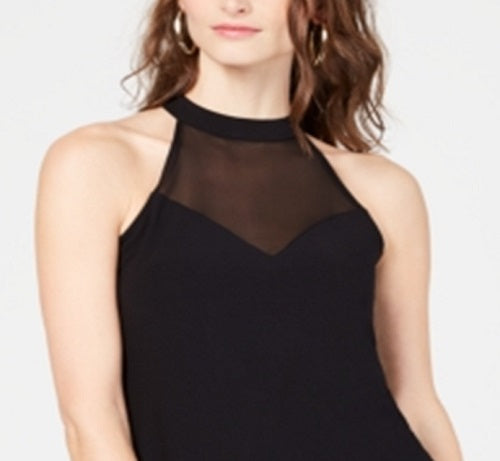 INC International Concepts Women's  Illusion Halter-Neck Top Black Size XL