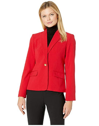 Calvin Klein Women's Woven Button Front Jacket Red Size 8