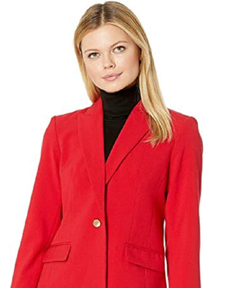 Calvin Klein Women's Woven Button Front Jacket Red Size 8