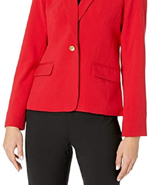 Calvin Klein Women's Woven Button Front Jacket Red Size 8