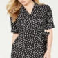 Calvin Klein Women's Printed Wrap Dress Black Size 6