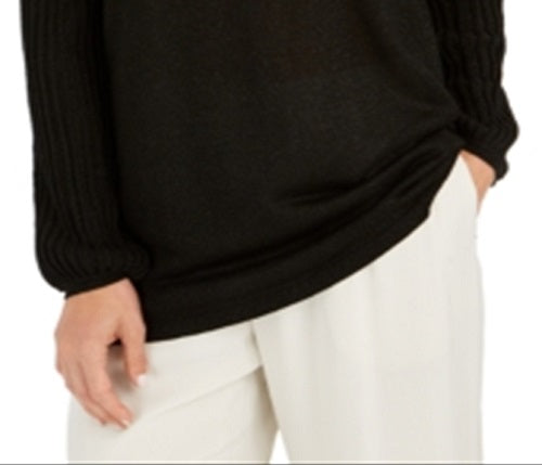 JM Collection Women's Shimmer Lattice Blouse Black Size X-Large