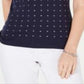 Karen Scott Women's Cotton Star Stud Top Dark Blue Size Petite S/M
