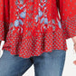 Style & Co Women's Printed Off the Shoulder Top Red Size PP