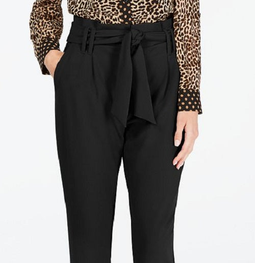 INC Iternational Concepts Women's Paperbag Waist Pants Black Size 6 Petite