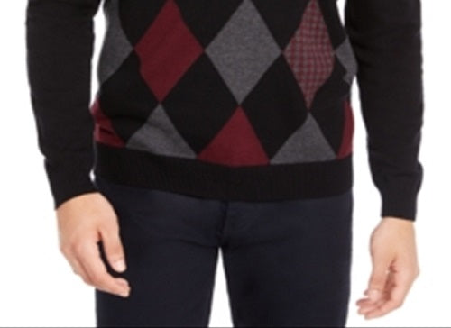 Club Room Men's Pima Argyle Quarter-Zip Sweater Black Size XXX-Large