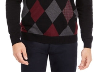 Club Room Men's Pima Argyle Quarter-Zip Sweater Black Size XXX-Large