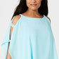 JM Collection Women's Split Sleeve Poncho Top Blue Size Petite L
