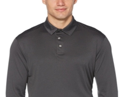 Pga Tour Men's Long-Sleeve Polo Black Size X-Large