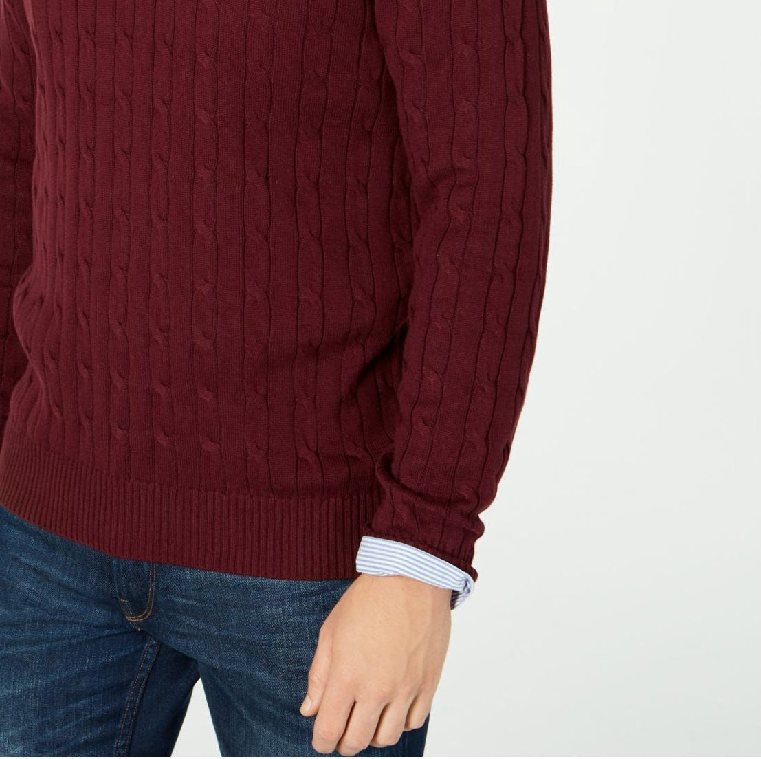 Club Room Men's Pima Cable Quarter Zip Sweater Red Size Size Large
