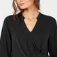 Alfani Women's Long Sleeve V Neck Top Black Size Medium