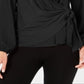 Alfani Women's Long Sleeve V Neck Top Black Size Medium