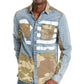 Buffalo David Bitton Men's Sarax Regular Fit Pieced Colorblocked Printed Shirt Blue Size Medium