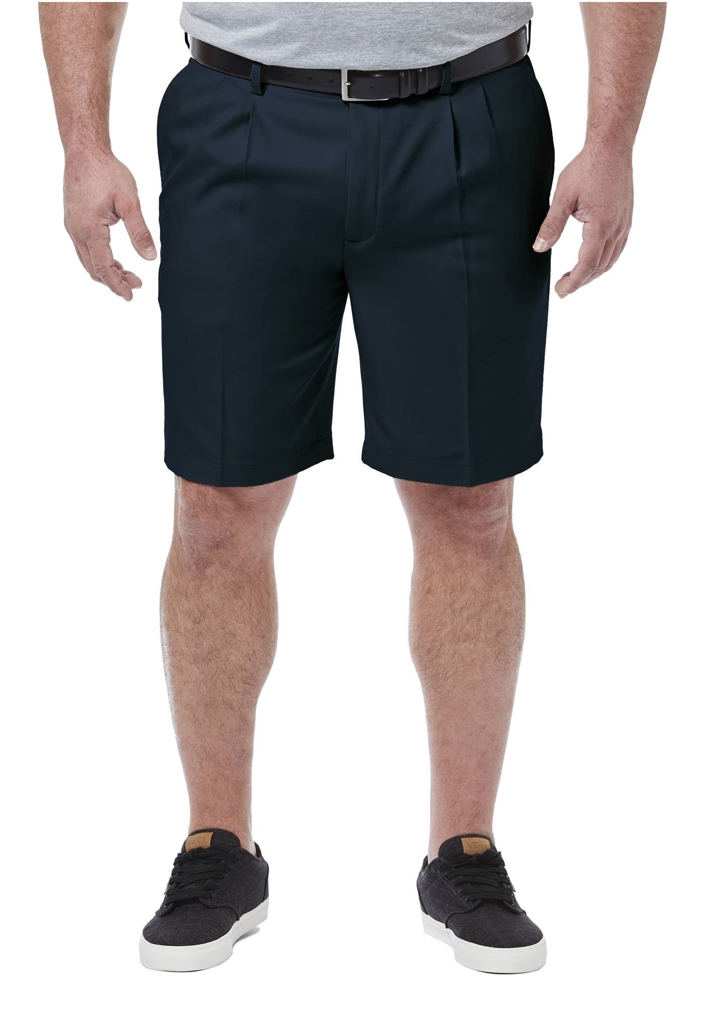 Haggar Men's Big & Tall Cool Pro Pleat Front Shorts Blue Size 50