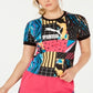 Puma Women's Clash Printed Cropped T-Shirt Black Size X-Large
